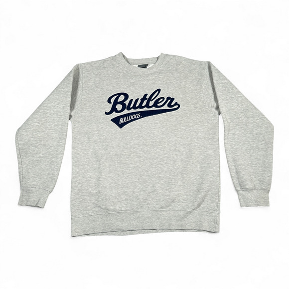 Butler University Sweater Adult MEDIUM Gray Bulldogs Blue 84 Sweatshirt Stitched - Picture 1 of 8
